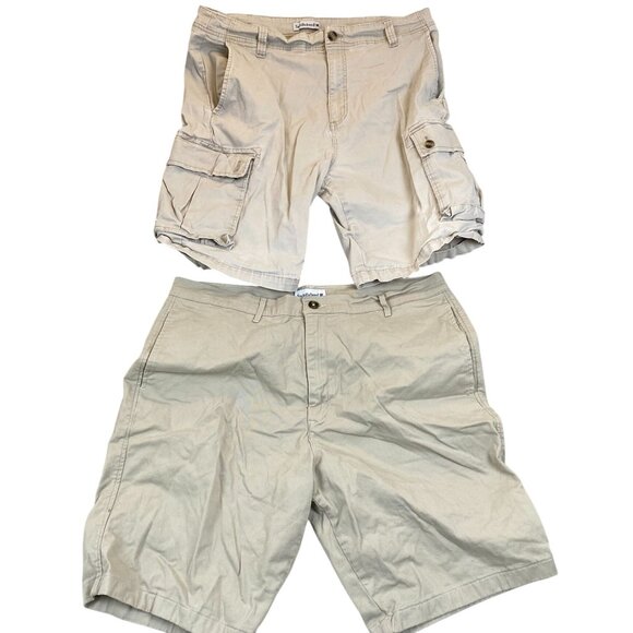 Saddlebred Mens Shorts Bundle 38W Cargo & Flat Front Beige Cotton Blend - Picture 1 of 13